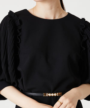 ベルト付きパフスリーブワンピース/MO33O04【結婚式/オケージョン/パーティー】