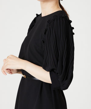 ベルト付きパフスリーブワンピース/MO33O04【結婚式/オケージョン/パーティー】