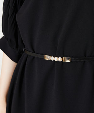ベルト付きパフスリーブワンピース/MO33O04【結婚式/オケージョン/パーティー】