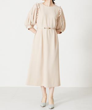 ベルト付きパフスリーブワンピース/MO33O04【結婚式/オケージョン/パーティー】