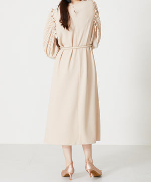 ベルト付きパフスリーブワンピース/MO33O04【結婚式/オケージョン/パーティー】