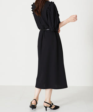 ベルト付きパフスリーブワンピース/MO33O04【結婚式/オケージョン/パーティー】