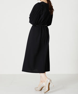 ベルト付きパフスリーブワンピース/MO33O04【結婚式/オケージョン/パーティー】