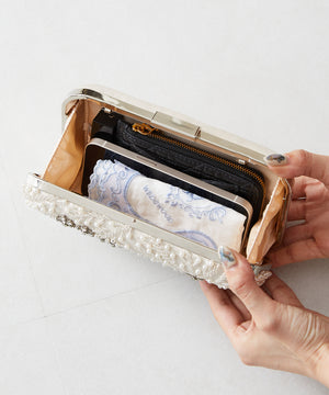 ビーズ刺繍ボックスクラッチバッグ/MOB008【結婚式/オケージョン/パーティー】