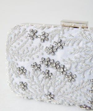ビーズ刺繍ボックスクラッチバッグ/MOB008【結婚式/オケージョン/パーティー】