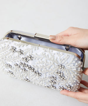 ビーズ刺繍ボックスクラッチバッグ/MOB008【結婚式/オケージョン/パーティー】