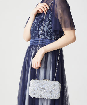 ビーズ刺繍ボックスクラッチバッグ/MOB008【結婚式/オケージョン/パーティー】