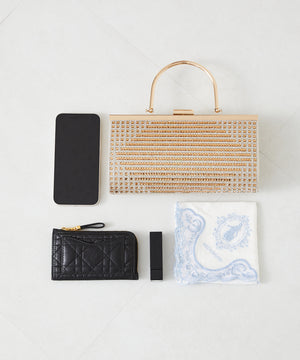 ラインストーンメタルハンドルバッグ/MOB009【結婚式/オケージョン/パーティー】