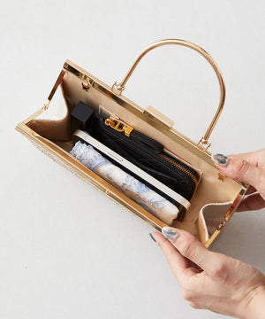 ラインストーンメタルハンドルバッグ/MOB009【結婚式/オケージョン/パーティー】