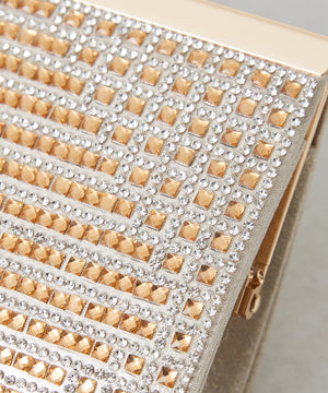 ラインストーンメタルハンドルバッグ/MOB009【結婚式/オケージョン/パーティー】