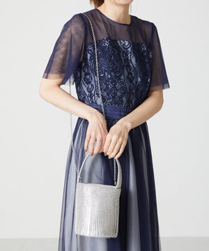 ラインストーンフリンジバッグ/MOB015【結婚式/オケージョン/パーティー】