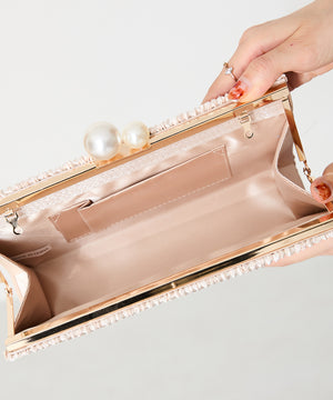 パールがま口スクエアバッグ/MOB017【結婚式/オケージョン/パーティー】