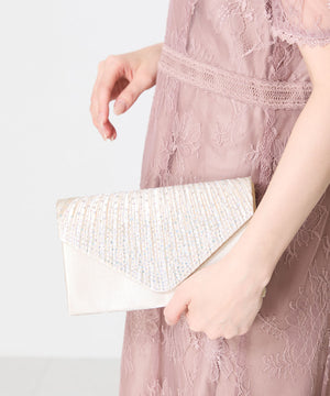 ラインストーンギャザーフラップバッグ/MOB018【結婚式/オケージョン/パーティー】