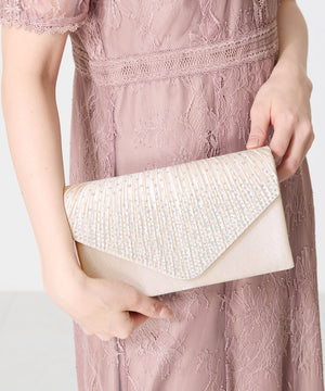 ラインストーンギャザーフラップバッグ/MOB018【結婚式/オケージョン/パーティー】