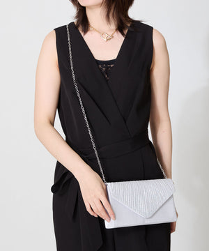 ラインストーンギャザーフラップバッグ/MOB018【結婚式/オケージョン/パーティー】