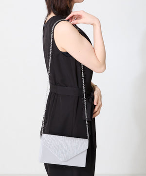 ラインストーンギャザーフラップバッグ/MOB018【結婚式/オケージョン/パーティー】