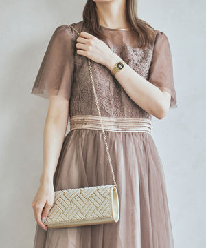 格子模様フラップバッグ/MOB024【結婚式/オケージョン/パーティー】