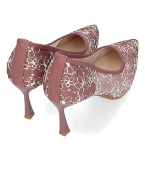 レース刺繍ポインテッドトゥパンプス/MOR102【結婚式/オケージョン/パーティー】