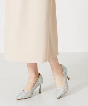 レース刺繍ポインテッドトゥパンプス/MOR102【結婚式/オケージョン/パーティー】