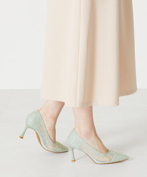 レース刺繍ポインテッドトゥパンプス/MOR102【結婚式/オケージョン/パーティー】