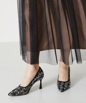 レース刺繍ポインテッドトゥパンプス/MOR102【結婚式/オケージョン/パーティー】