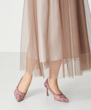 レース刺繍ポインテッドトゥパンプス/MOR102【結婚式/オケージョン/パーティー】