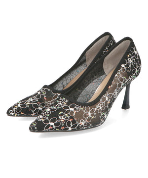 レース刺繍ポインテッドトゥパンプス/MOR102【結婚式/オケージョン/パーティー】