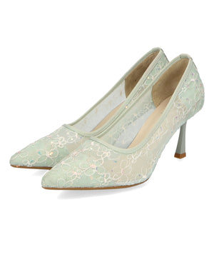 レース刺繍ポインテッドトゥパンプス/MOR102【結婚式/オケージョン/パーティー】