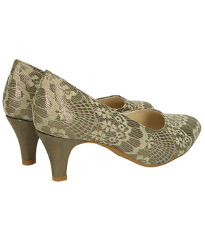 グリッターヒールレースパンプス/MOR108【結婚式/オケージョン/パーティー】