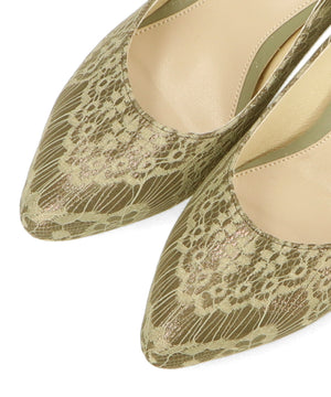 グリッターヒールレースパンプス/MOR108【結婚式/オケージョン/パーティー】