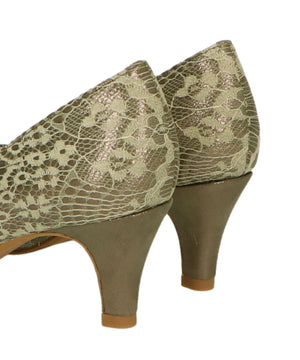 グリッターヒールレースパンプス/MOR108【結婚式/オケージョン/パーティー】