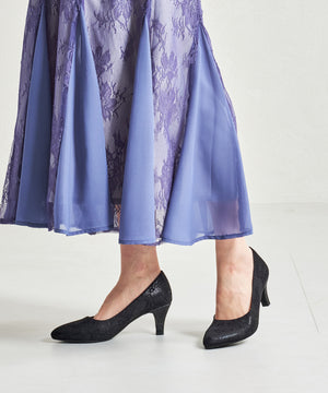 グリッターヒールレースパンプス/MOR108【結婚式/オケージョン/パーティー】