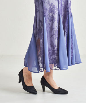 グリッターヒールレースパンプス/MOR108【結婚式/オケージョン/パーティー】