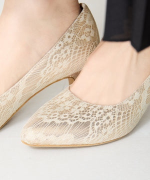 グリッターヒールレースパンプス/MOR108【結婚式/オケージョン/パーティー】