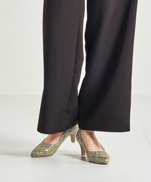 グリッターヒールレースパンプス/MOR108【結婚式/オケージョン/パーティー】