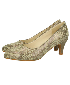 グリッターヒールレースパンプス/MOR108【結婚式/オケージョン/パーティー】