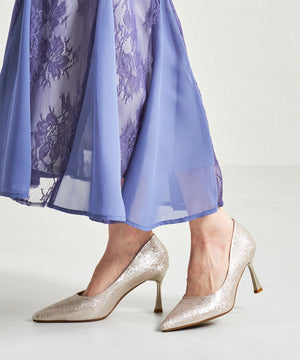 フラワー柄ポインテッドトゥパンプス/MOR109【結婚式/オケージョン/パーティー】