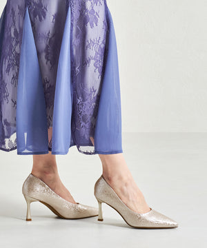 フラワー柄ポインテッドトゥパンプス/MOR109【結婚式/オケージョン/パーティー】