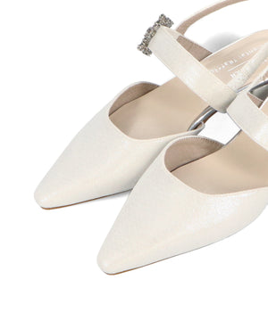 ビジューバックストラップローヒールパンプス/MOR111