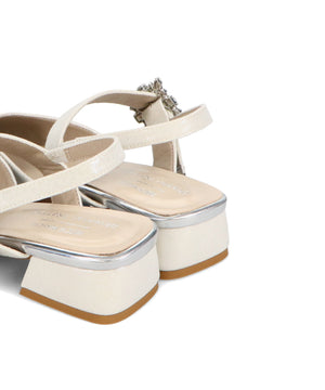 ビジューバックストラップローヒールパンプス/MOR111