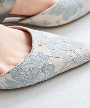 ビジューバックストラップローヒールパンプス/MOR111