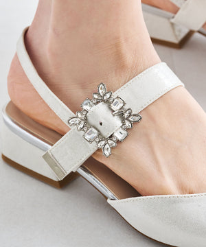 ビジューバックストラップローヒールパンプス/MOR111