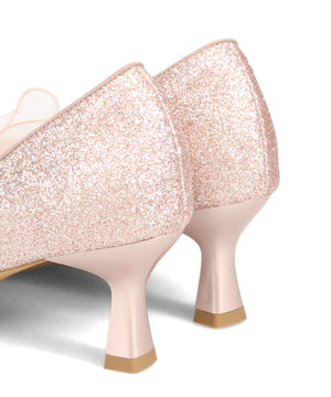 チュールリボン×グリッターヒールパンプス/MOR113