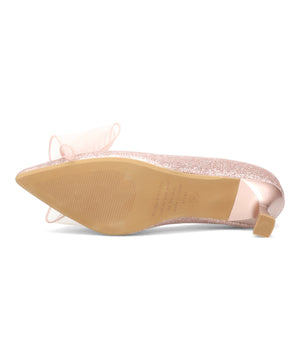 チュールリボン×グリッターヒールパンプス/MOR113