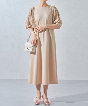 チュールリボン×グリッターヒールパンプス/MOR113