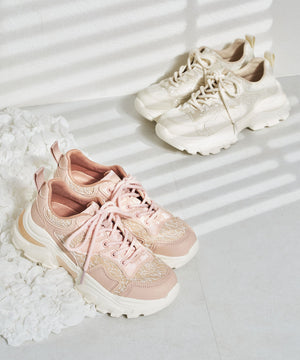 レース×ジャガード厚底スニーカー/OT3755