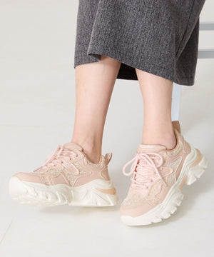 レース×ジャガード厚底スニーカー/OT3755