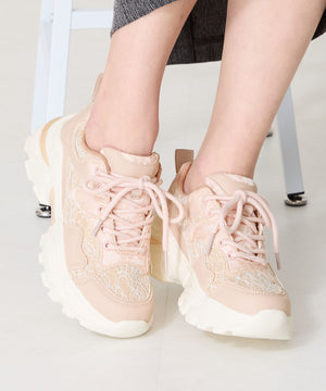 レース×ジャガード厚底スニーカー/OT3755