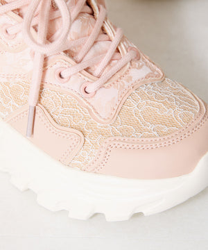 レース×ジャガード厚底スニーカー/OT3755