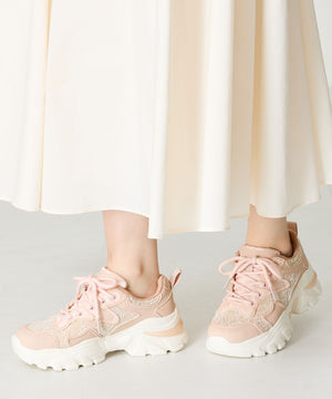 レース×ジャガード厚底スニーカー/OT3755